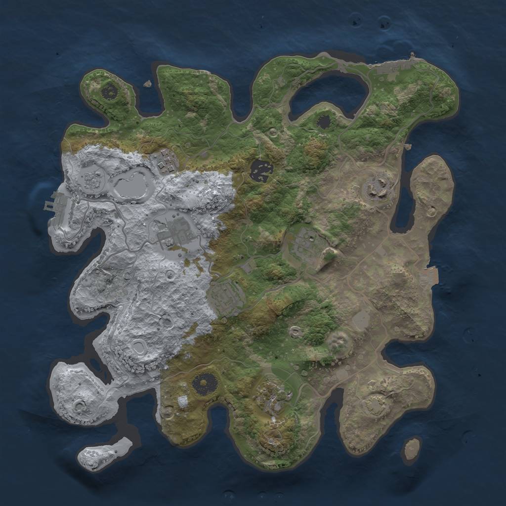 Rust Map: Procedural Map, Size: 3250, Seed: 109864, 14 Monuments