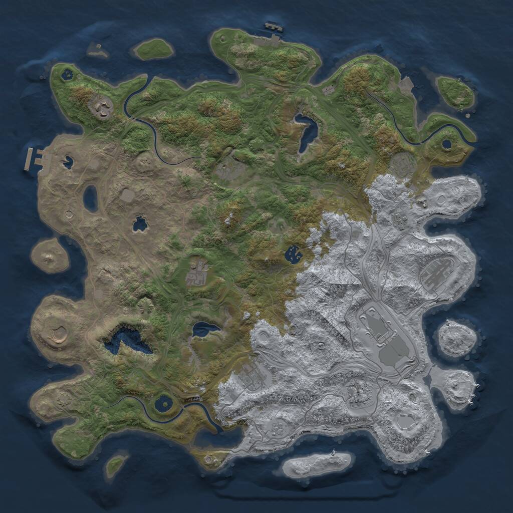 Rust Map: Procedural Map, Size: 4500, Seed: 74967, 17 Monuments