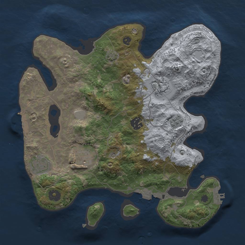Rust Map: Procedural Map, Size: 3000, Seed: 879838395, 12 Monuments
