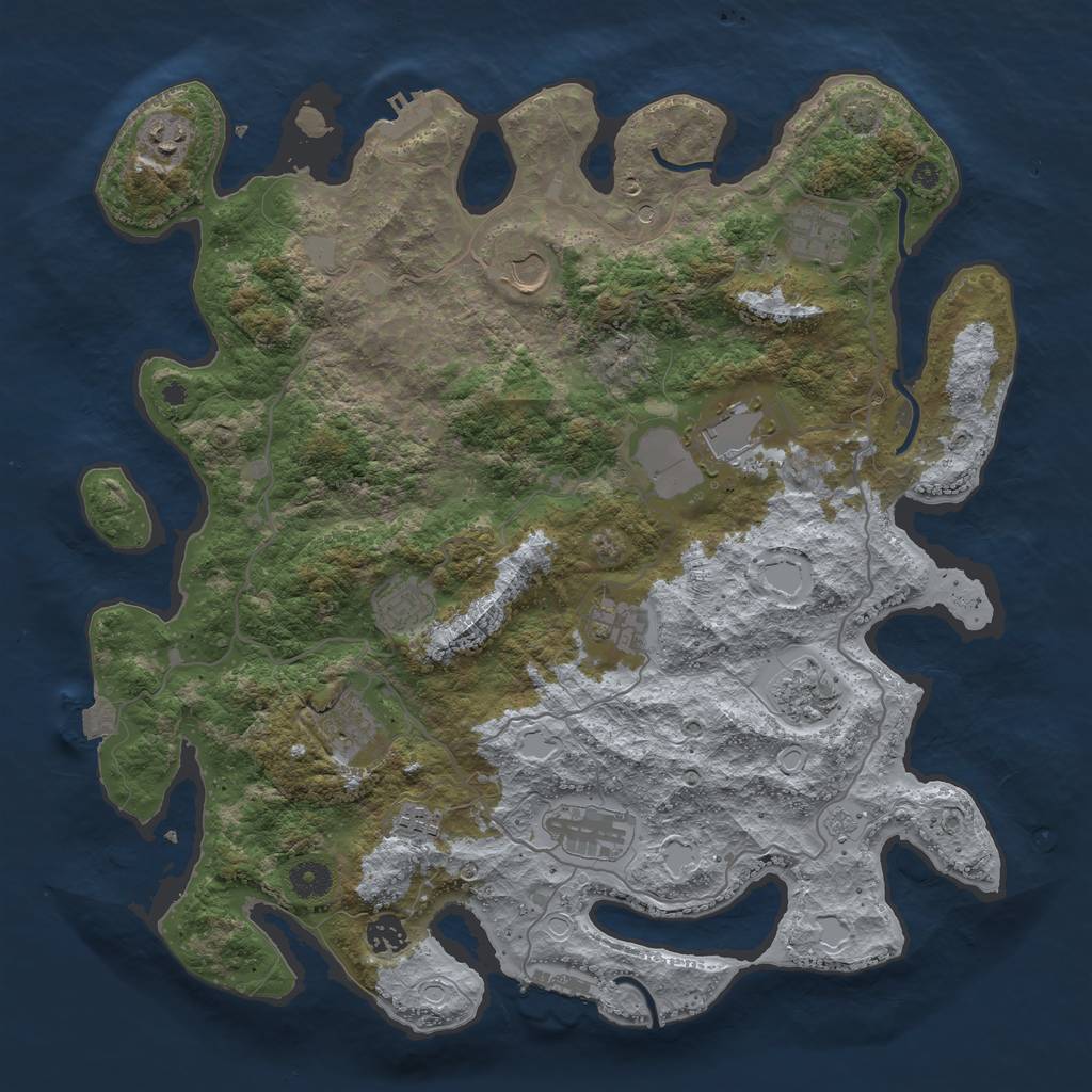 Rust Map: Procedural Map, Size: 4100, Seed: 11122, 19 Monuments