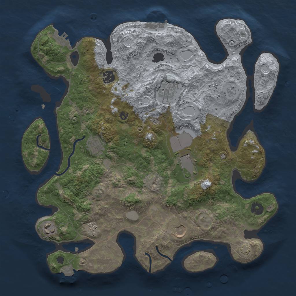 Rust Map: Procedural Map, Size: 3500, Seed: 1237481514, 15 Monuments