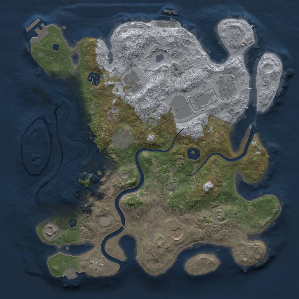 Rust Map: Procedural Map, Size: 3500, Seed: 1237481514, 15 Monuments
