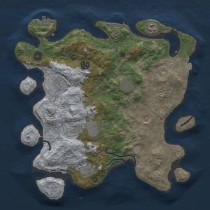 Thumbnail Rust Map: Procedural Map, Size: 3500, Seed: 1381554088, 15 Monuments