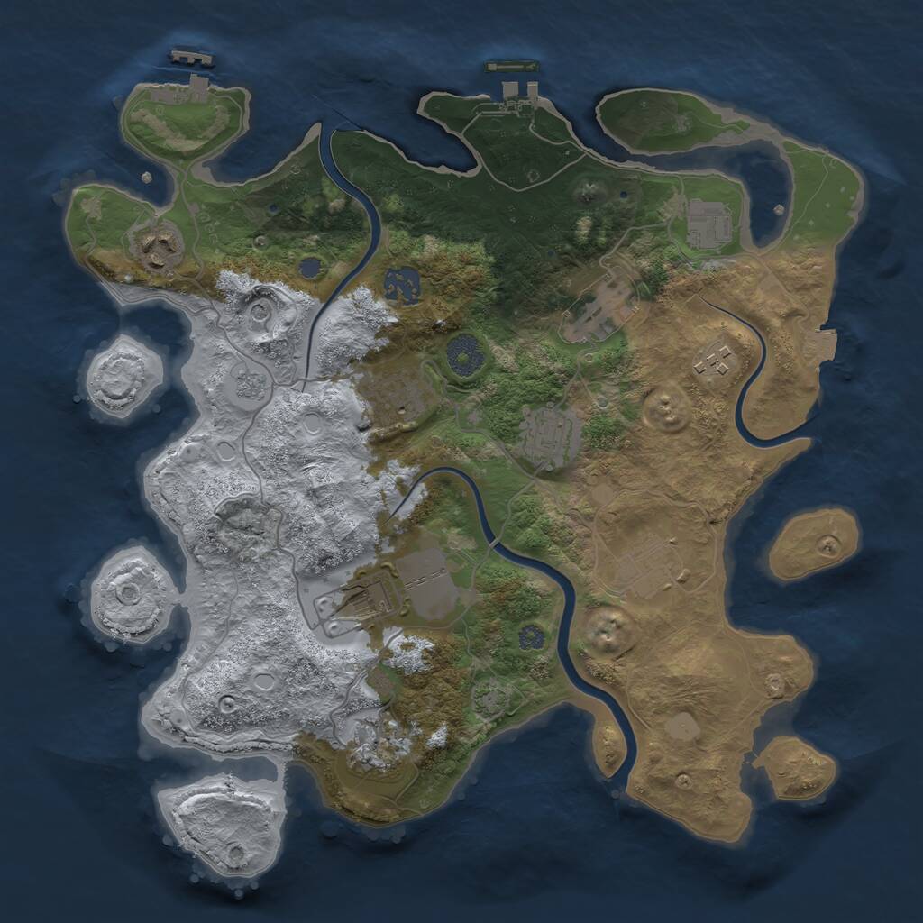 Rust Map: Procedural Map, Size: 3500, Seed: 1381554088, 17 Monuments