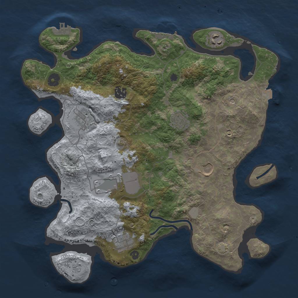 Rust Map: Procedural Map, Size: 3500, Seed: 1381554088, 15 Monuments