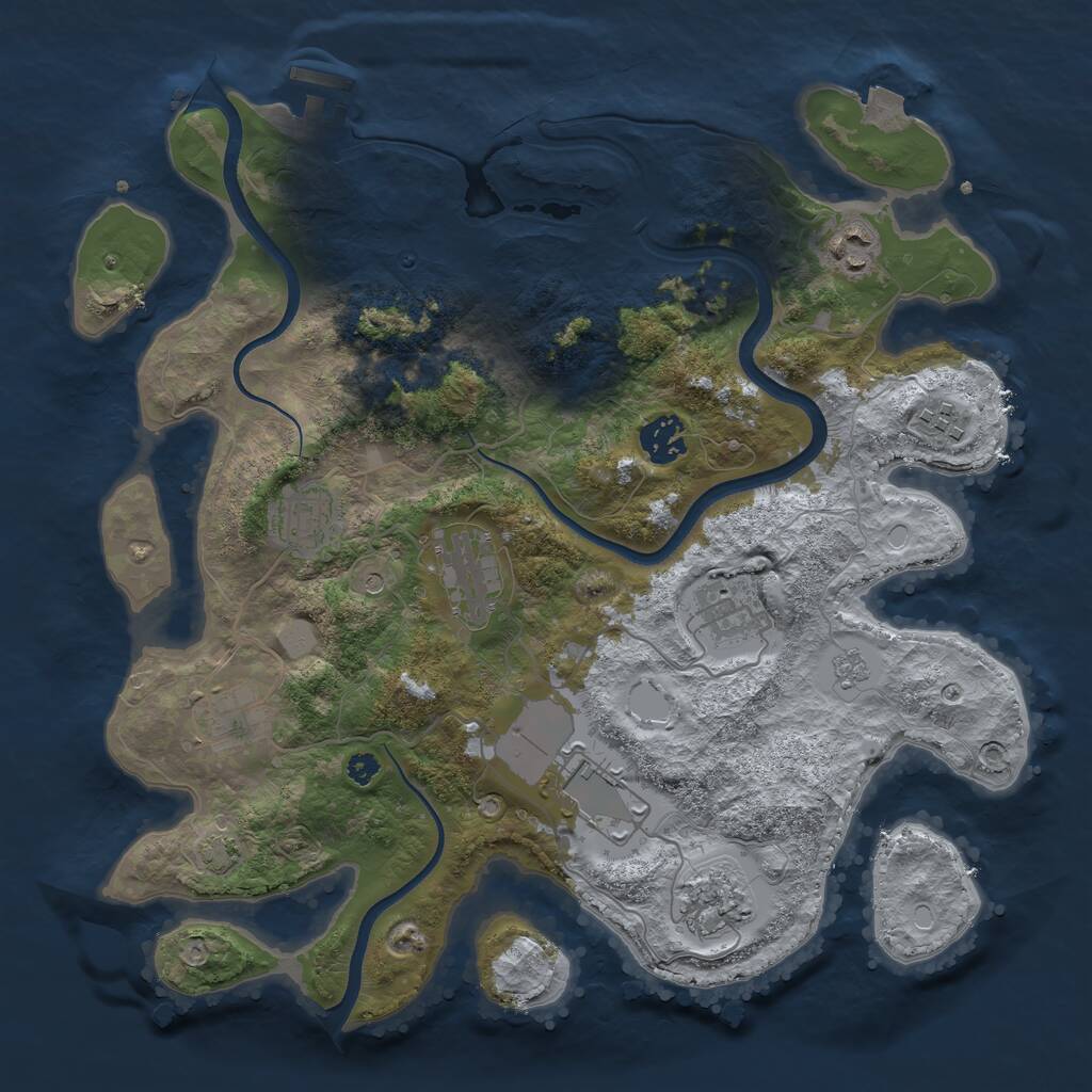 Rust Map: Procedural Map, Size: 3500, Seed: 581632850, 14 Monuments