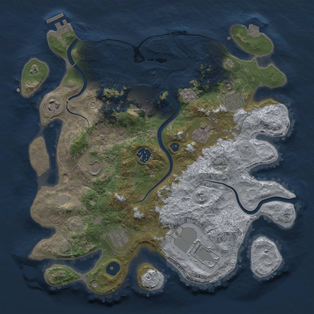Rust Map: Procedural Map, Size: 3500, Seed: 581632850, 14 Monuments
