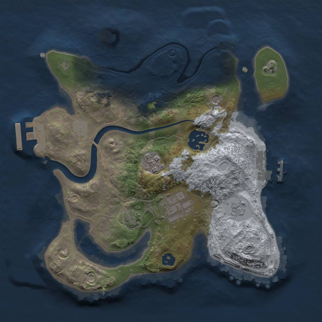 Rust Map: Procedural Map, Size: 2400, Seed: 1825209769, 9 Monuments