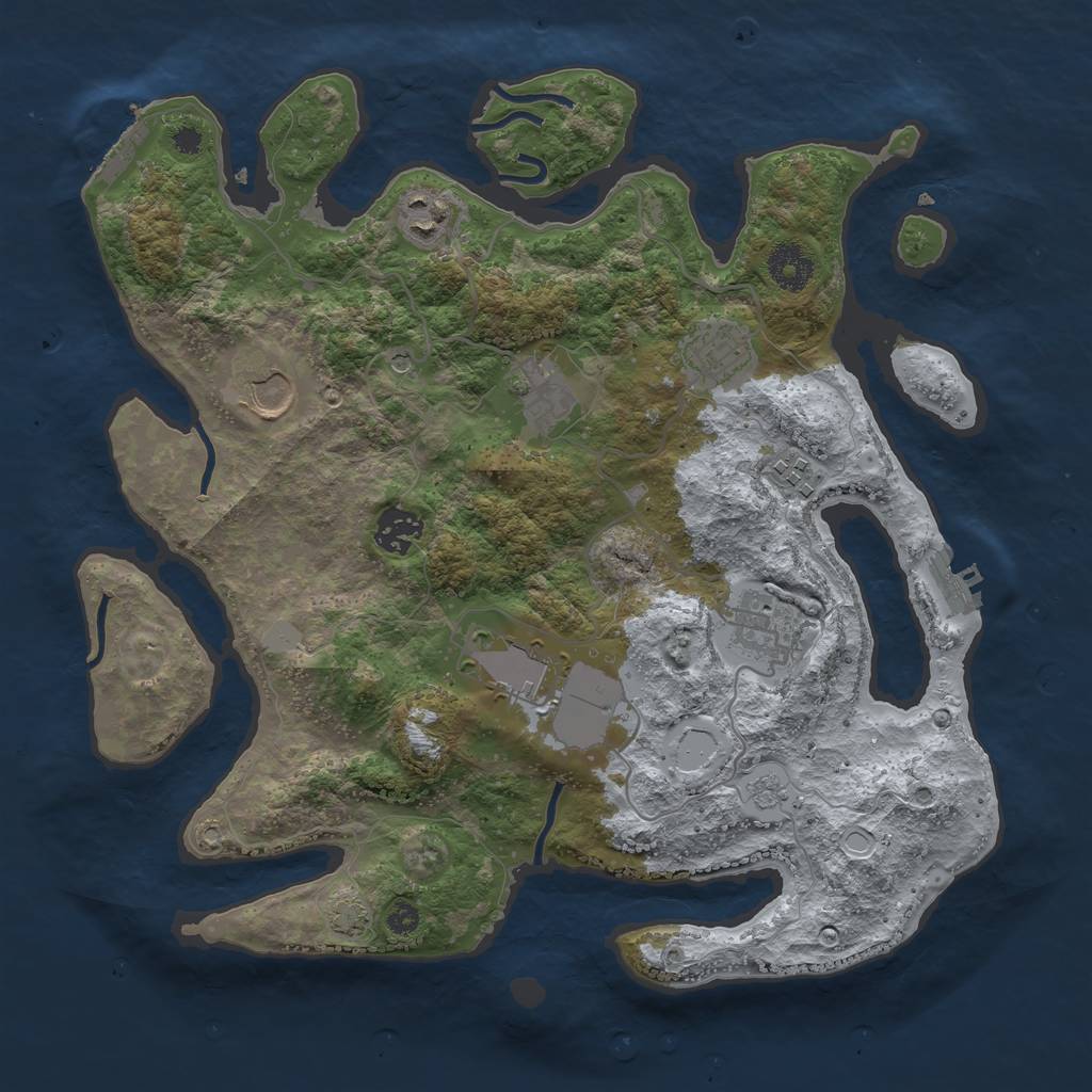 Rust Map: Procedural Map, Size: 3500, Seed: 652298528, 16 Monuments