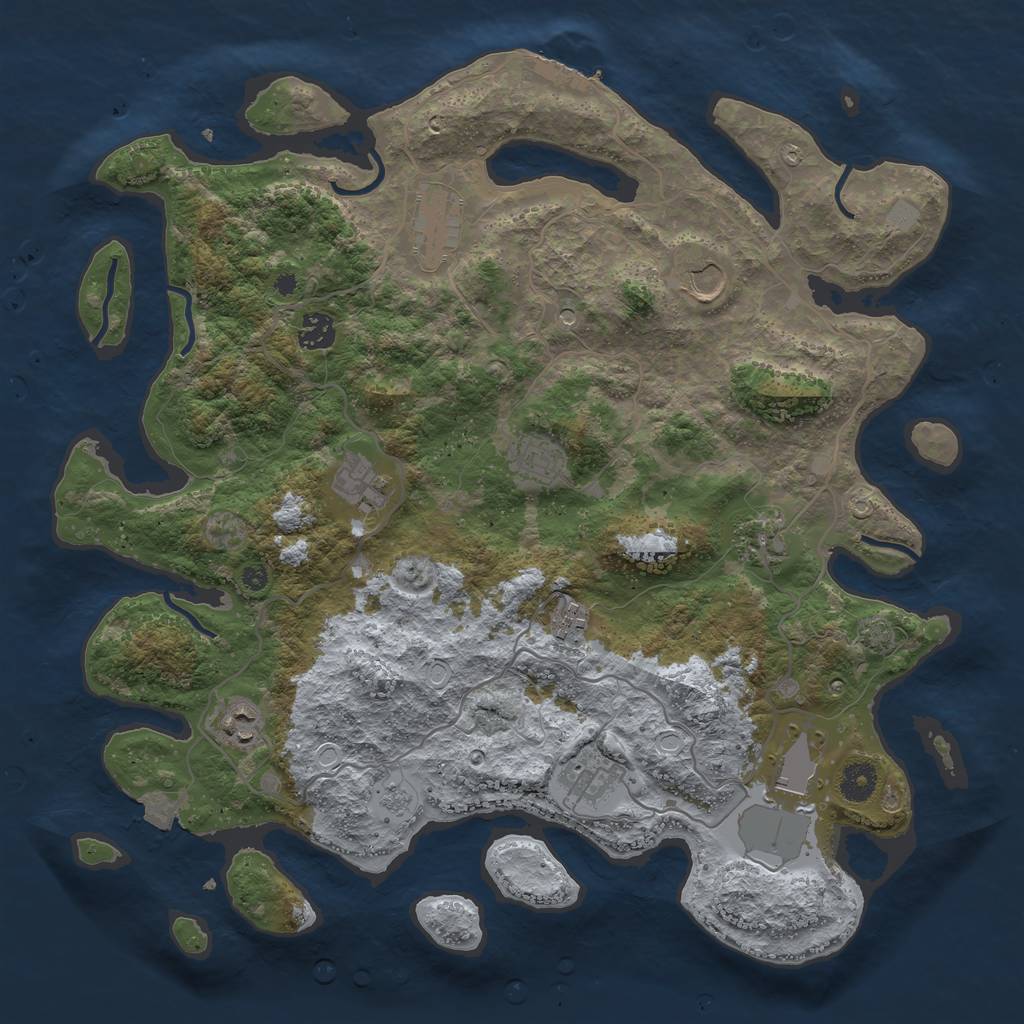 Rust Map: Procedural Map, Size: 4000, Seed: 325481247, 17 Monuments