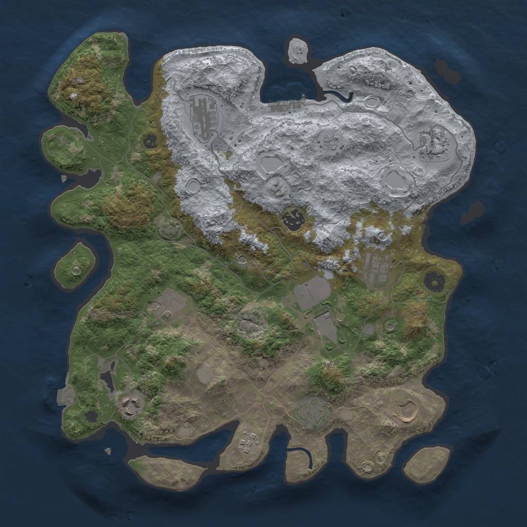 Rust Map: Procedural Map, Size: 3750, Seed: 77754, 17 Monuments