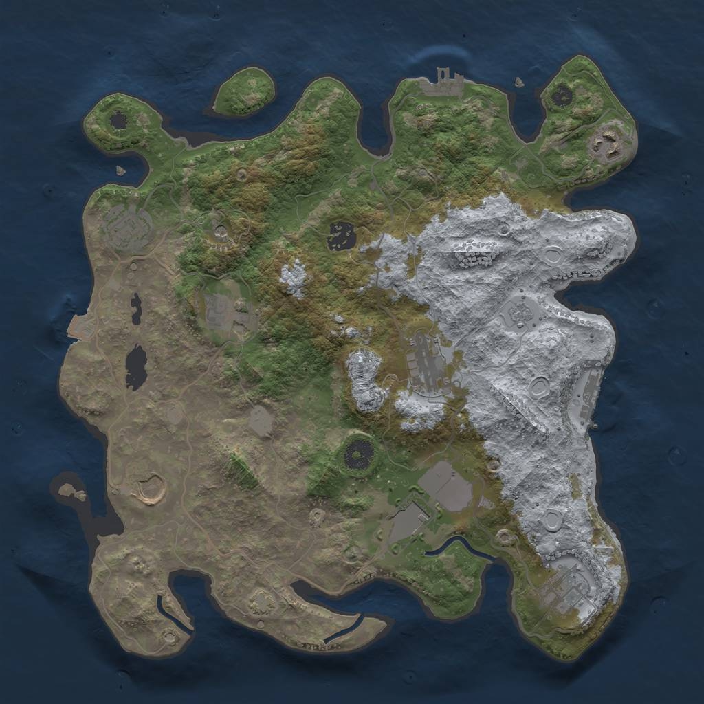 Rust Map: Procedural Map, Size: 3500, Seed: 99756, 16 Monuments