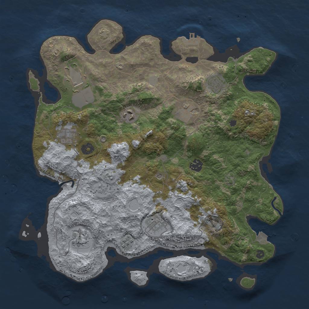Rust Map: Procedural Map, Size: 3700, Seed: 63910472, 16 Monuments