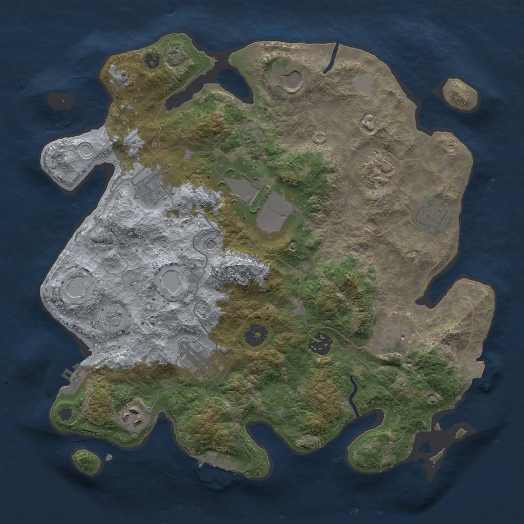 Rust Map: Procedural Map, Size: 3500, Seed: 1019048625, 17 Monuments