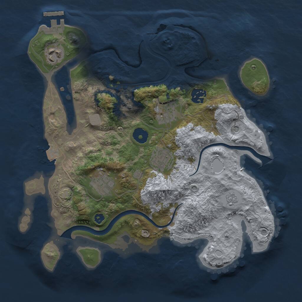 Rust Map: Procedural Map, Size: 3000, Seed: 1849114177, 11 Monuments