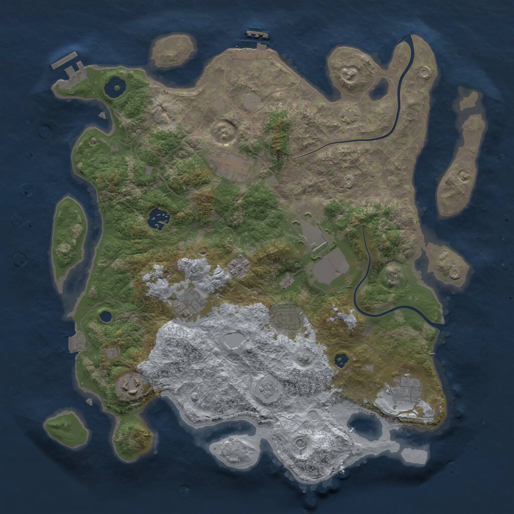 Rust Map: Procedural Map, Size: 3700, Seed: 1925357137, 14 Monuments