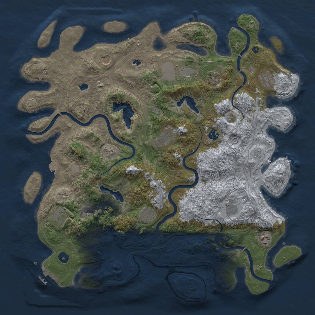 Rust Map: Procedural Map, Size: 4500, Seed: 219318281, 16 Monuments