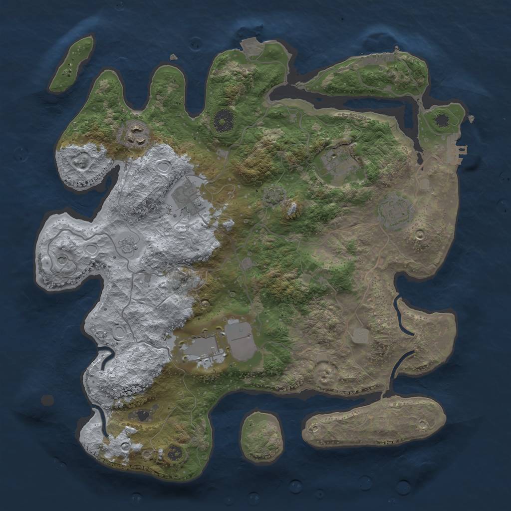 Rust Map: Procedural Map, Size: 3500, Seed: 293189723, 13 Monuments