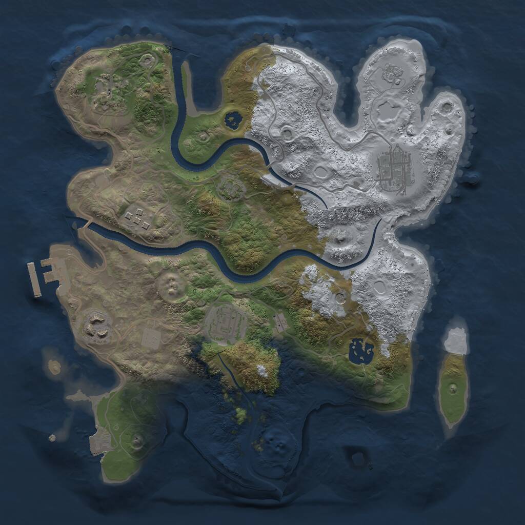 Rust Map: Procedural Map, Size: 3000, Seed: 596778437, 11 Monuments