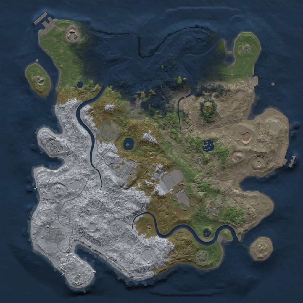 Rust Map: Procedural Map, Size: 3800, Seed: 2139225576, 16 Monuments