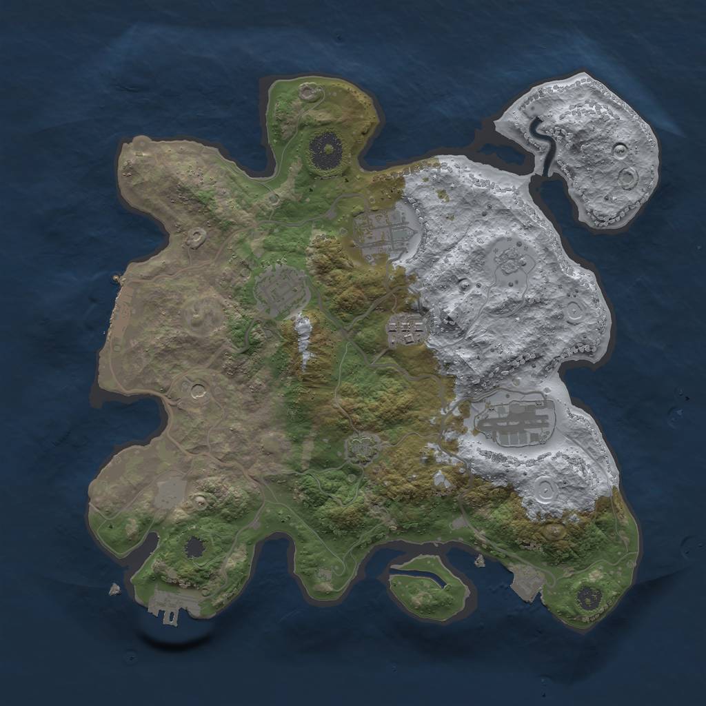 Rust Map: Procedural Map, Size: 3000, Seed: 16290, 12 Monuments
