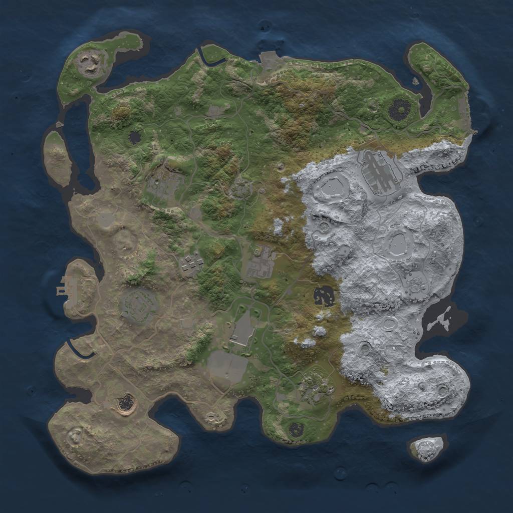 Rust Map: Procedural Map, Size: 3500, Seed: 1034075602, 18 Monuments