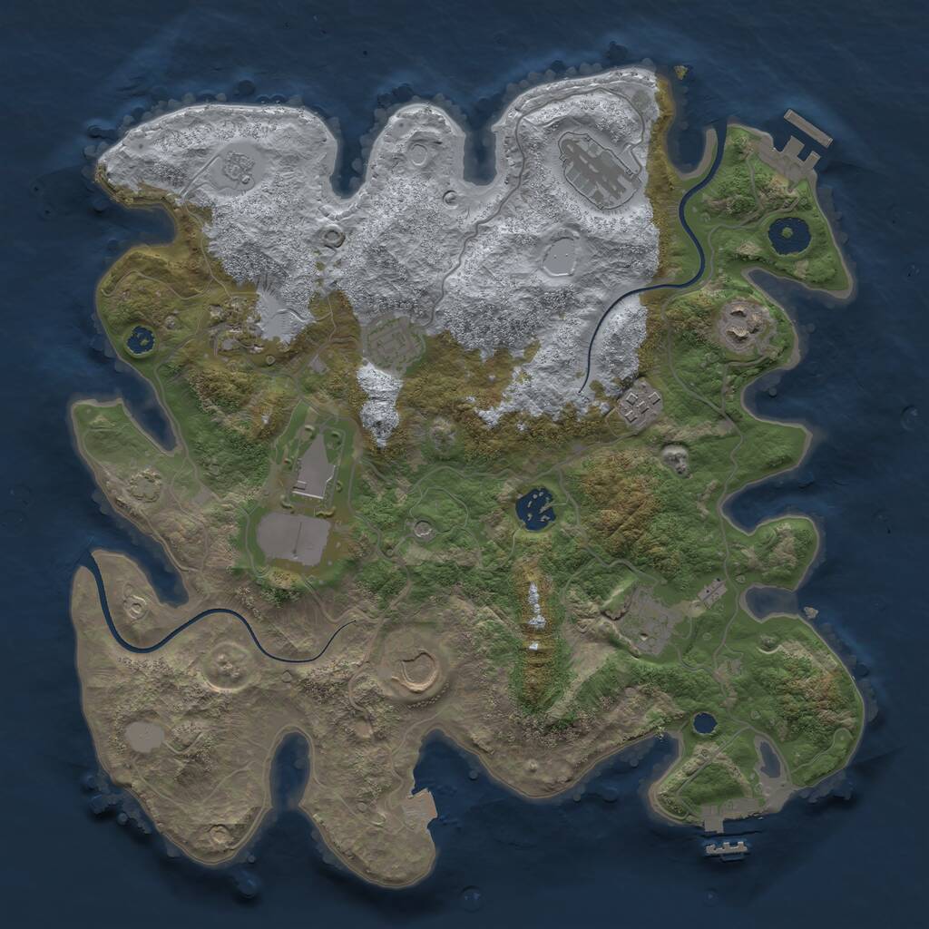 Rust Map: Procedural Map, Size: 3500, Seed: 294966544, 15 Monuments
