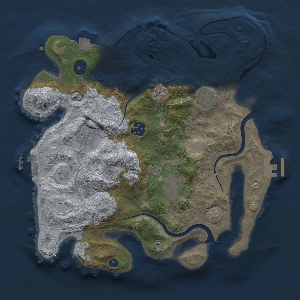 Rust Map: Procedural Map, Size: 3200, Seed: 64253, 11 Monuments