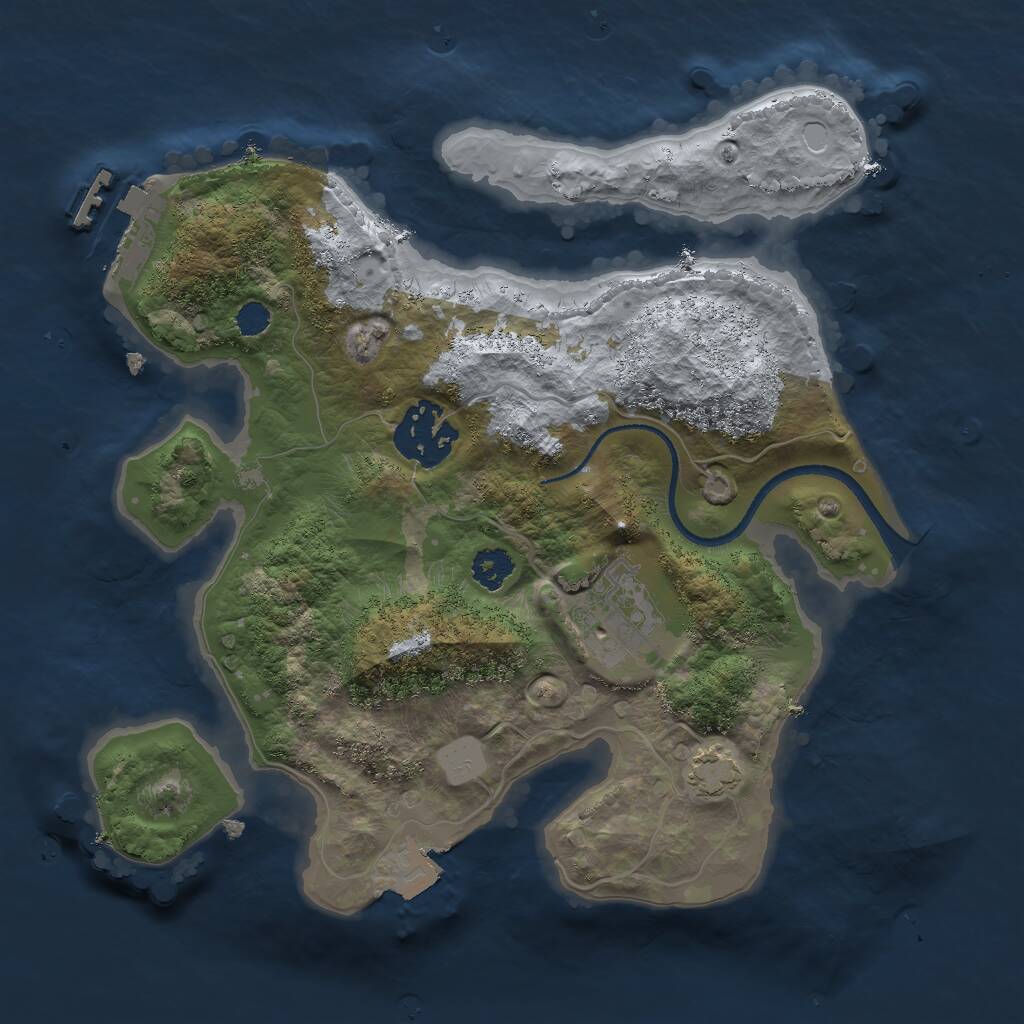 Rust Map: Procedural Map, Size: 2500, Seed: 1162776292, 5 Monuments
