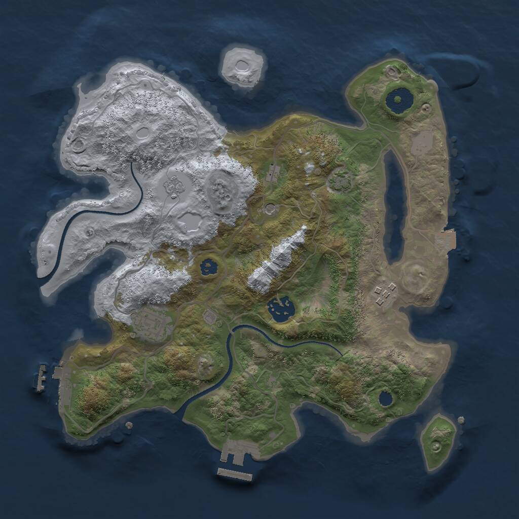 Rust Map: Procedural Map, Size: 3000, Seed: 1661865404, 9 Monuments