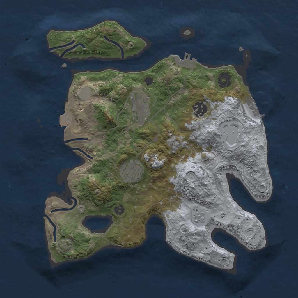 Rust Map: Procedural Map, Size: 3000, Seed: 1739664607, 11 Monuments