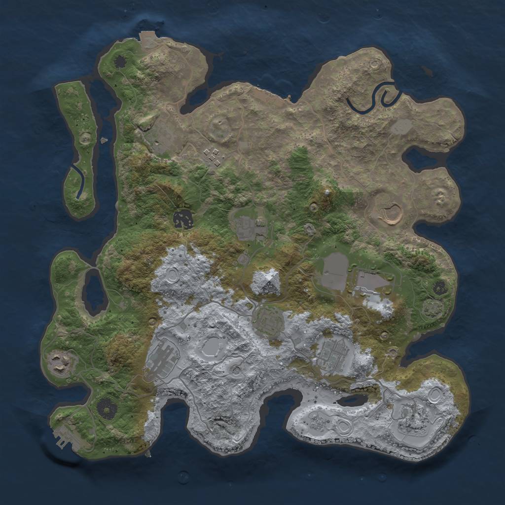 Rust Map: Procedural Map, Size: 3650, Seed: 6916075, 19 Monuments