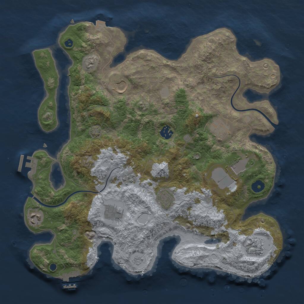 Rust Map: Procedural Map, Size: 3650, Seed: 6916075, 14 Monuments