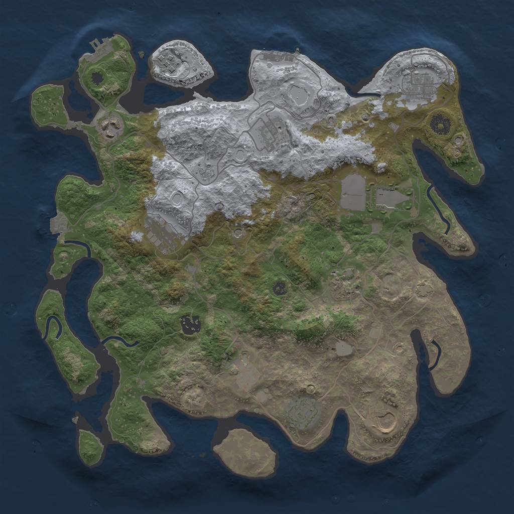 Rust Map: Procedural Map, Size: 3700, Seed: 696178131, 19 Monuments
