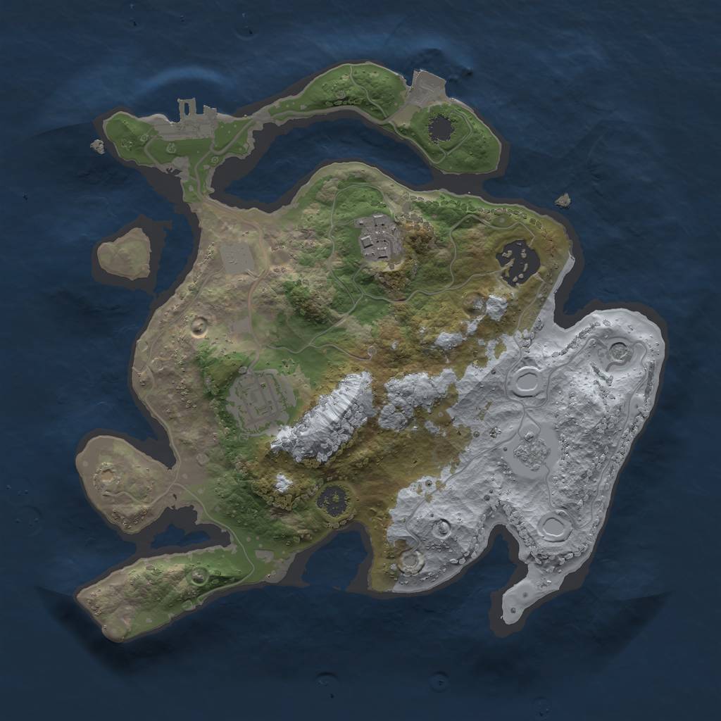 Rust Map: Procedural Map, Size: 2500, Seed: 1874869570, 9 Monuments