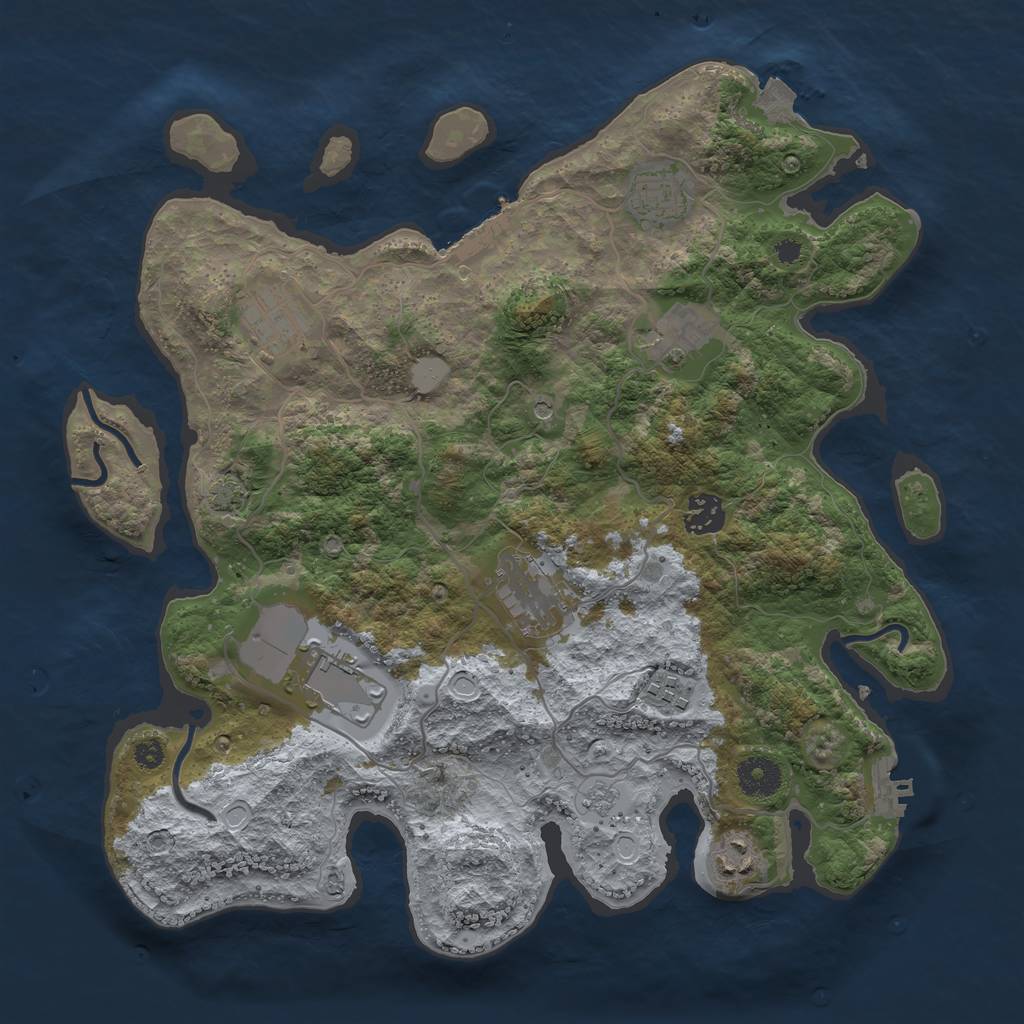Rust Map: Procedural Map, Size: 3600, Seed: 354676895, 16 Monuments