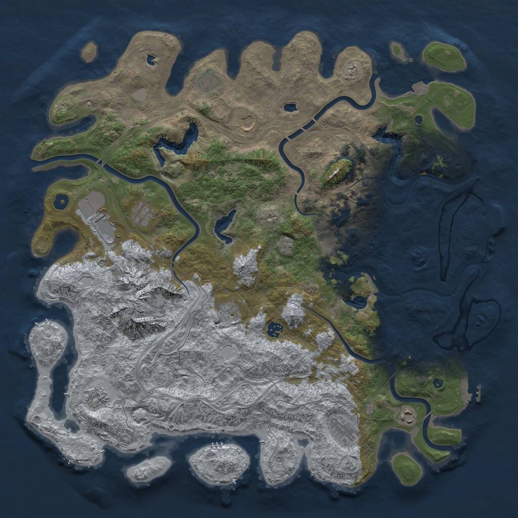 Rust Map: Procedural Map, Size: 5000, Seed: 948475275, 17 Monuments