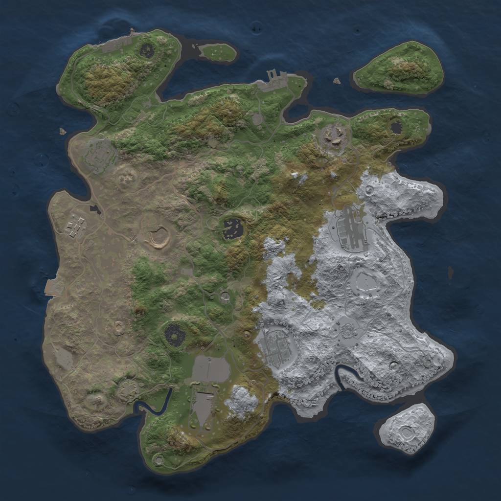Rust Map: Procedural Map, Size: 3500, Seed: 977327976, 16 Monuments