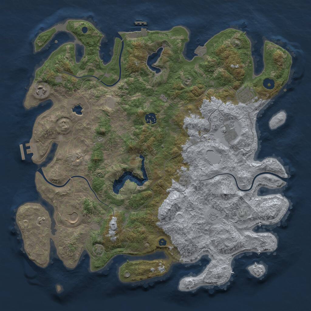 Rust Map: Procedural Map, Size: 4050, Seed: 466856918, 12 Monuments