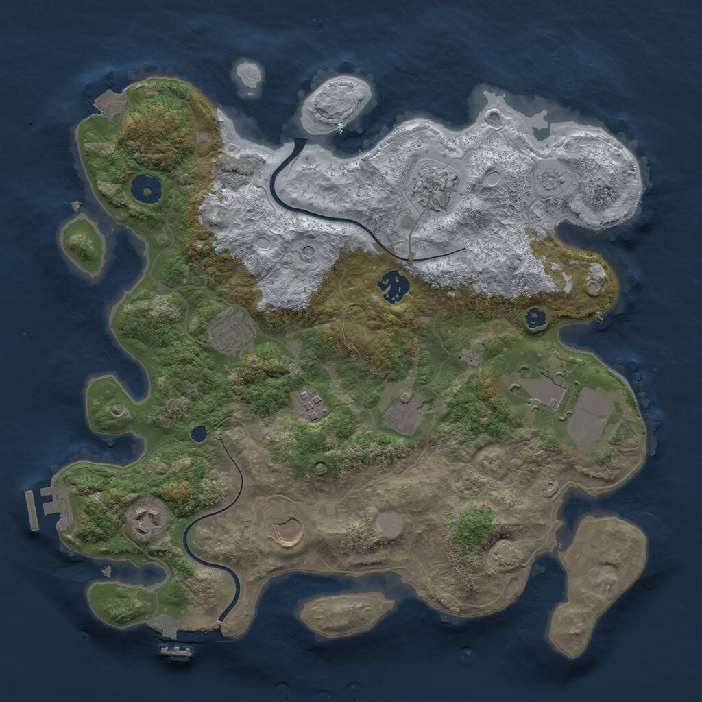 Rust Map: Procedural Map, Size: 3500, Seed: 405783409, 14 Monuments