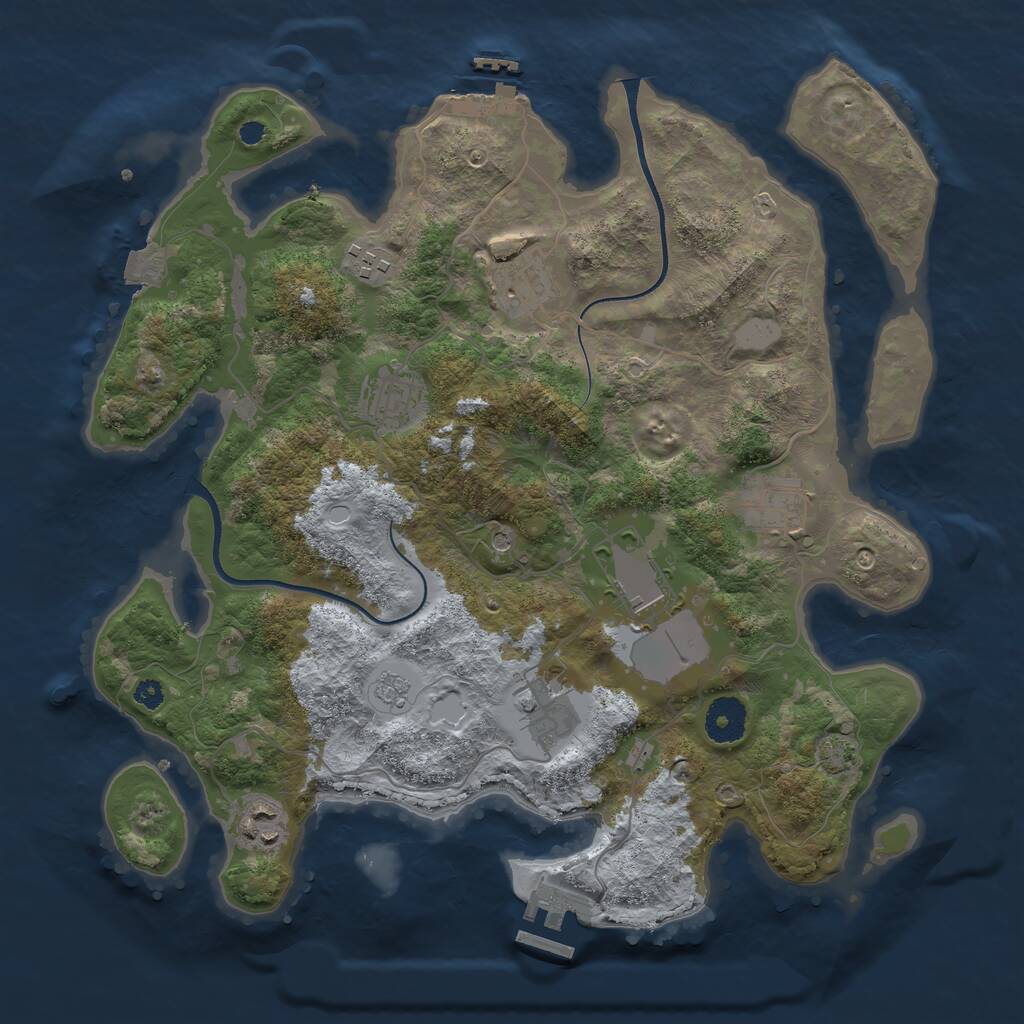 Rust Map: Procedural Map, Size: 3500, Seed: 123022023, 13 Monuments