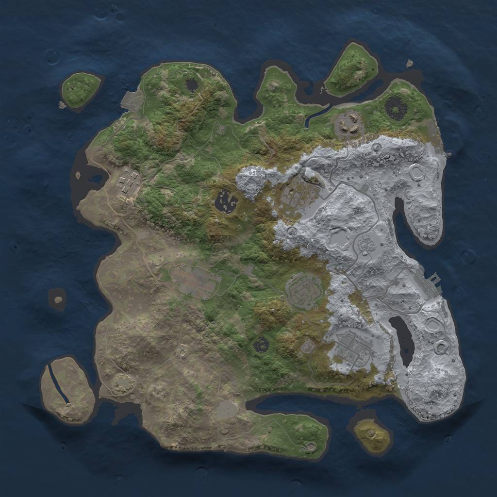 Rust Map: Procedural Map, Size: 3250, Seed: 2016871203, 14 Monuments