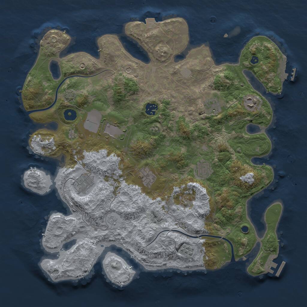 Rust Map: Procedural Map, Size: 3750, Seed: 9876543, 14 Monuments
