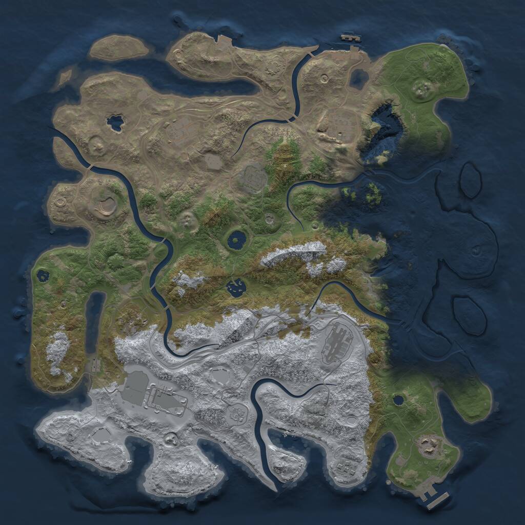 Rust Map: Procedural Map, Size: 4250, Seed: 1145142554, 16 Monuments