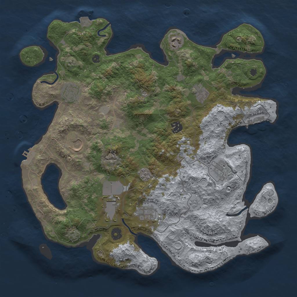Rust Map: Procedural Map, Size: 3750, Seed: 456468488, 17 Monuments