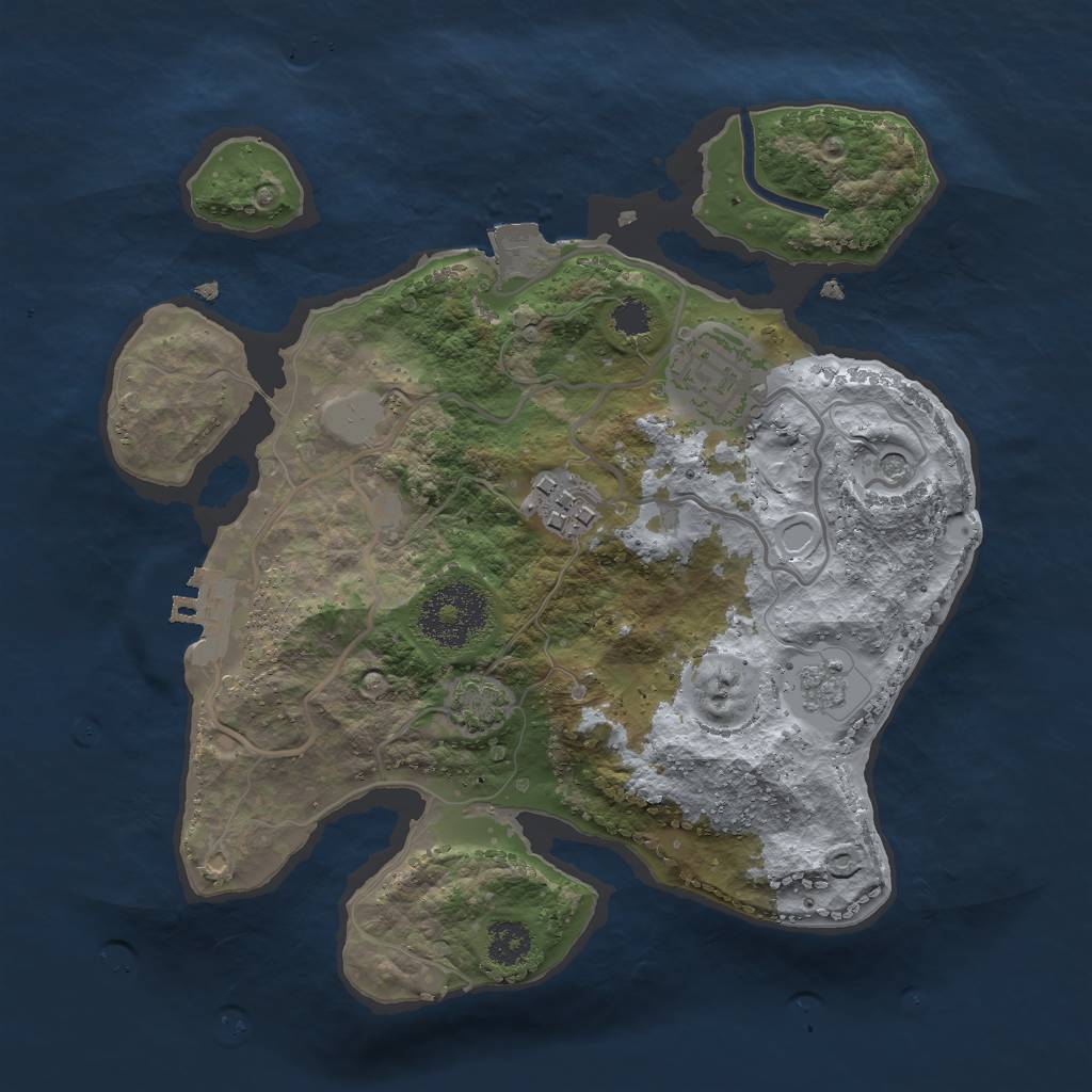 Rust Map: Procedural Map, Size: 2500, Seed: 1694598393, 9 Monuments