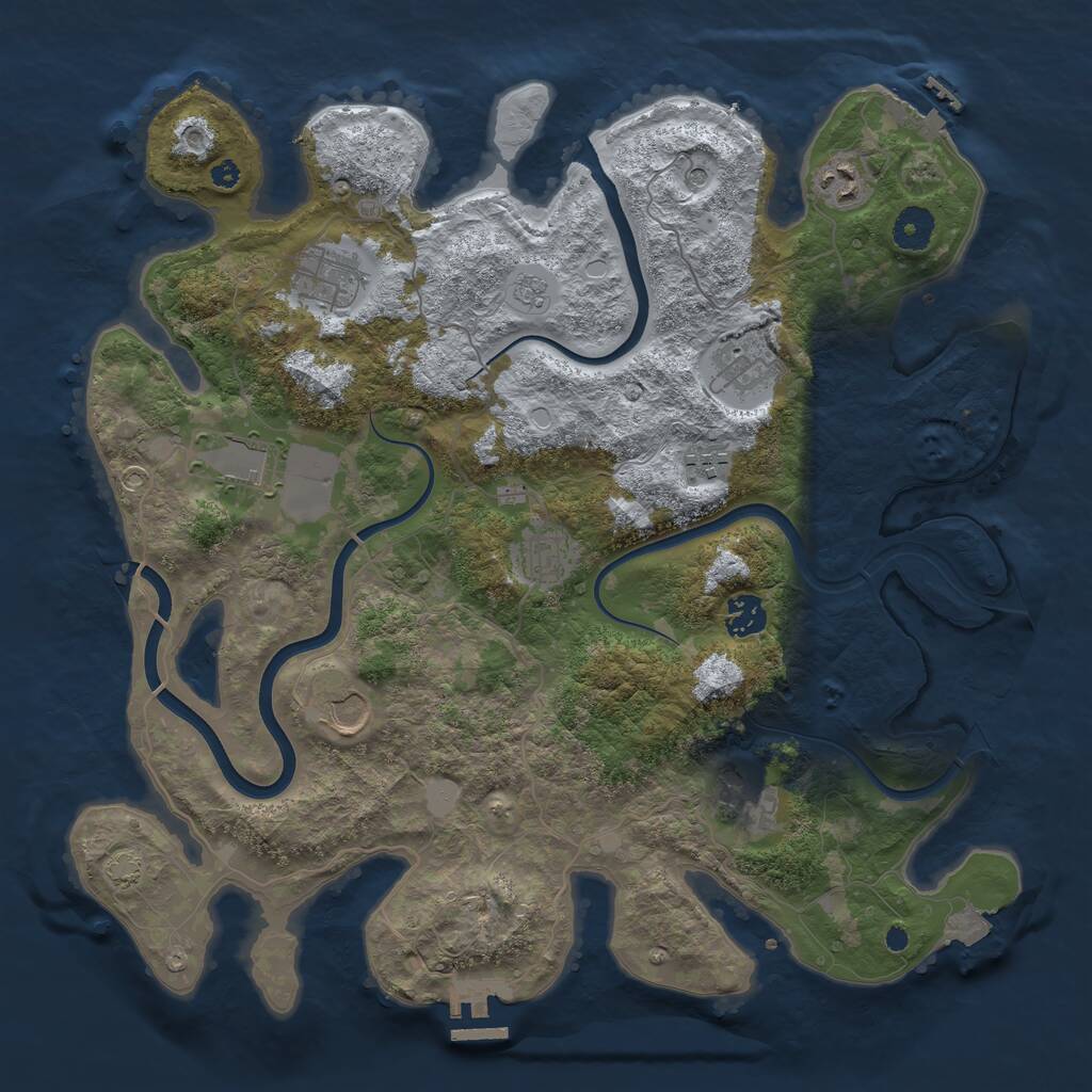 Rust Map: Procedural Map, Size: 3850, Seed: 21728637, 15 Monuments
