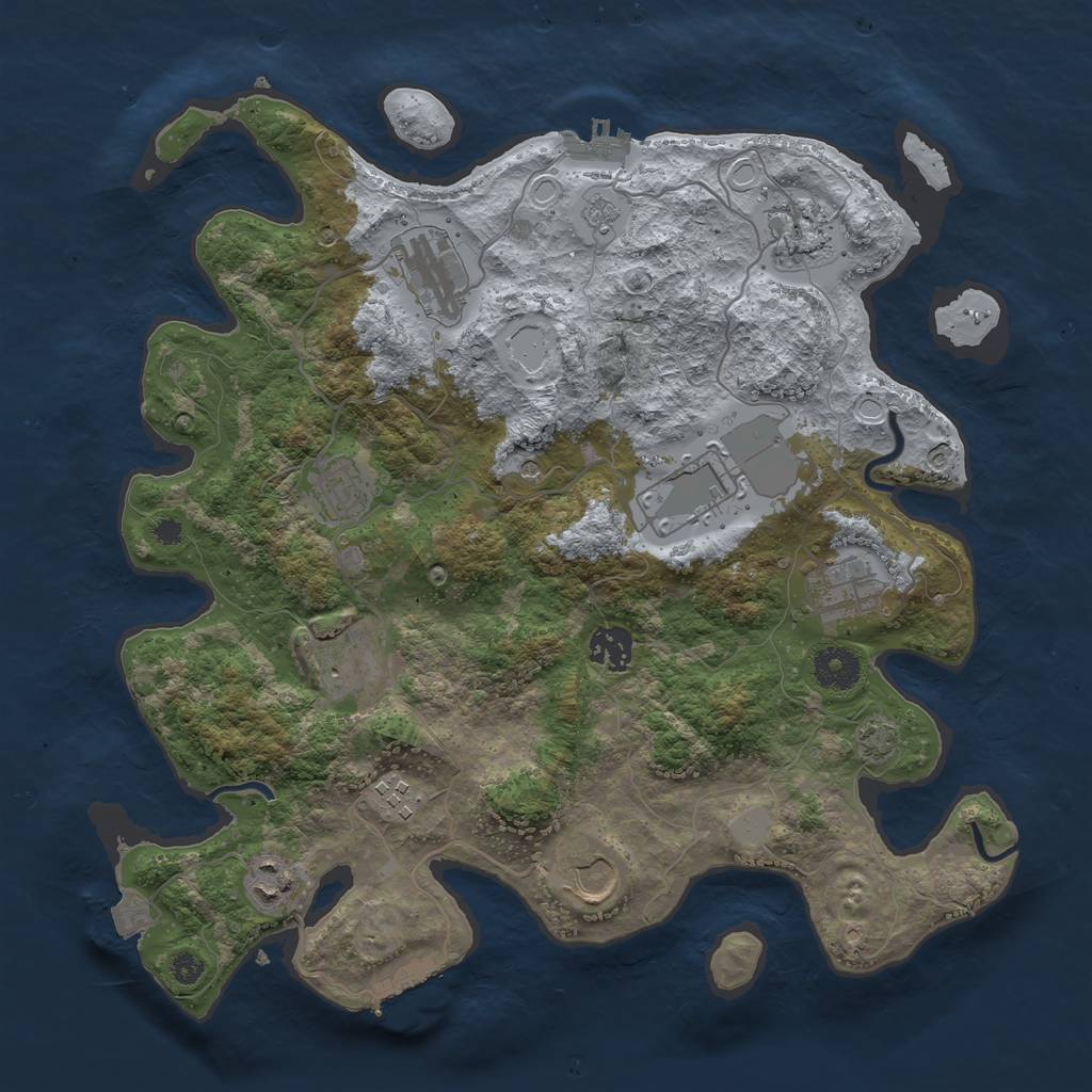 Rust Map: Procedural Map, Size: 3600, Seed: 74440019, 18 Monuments