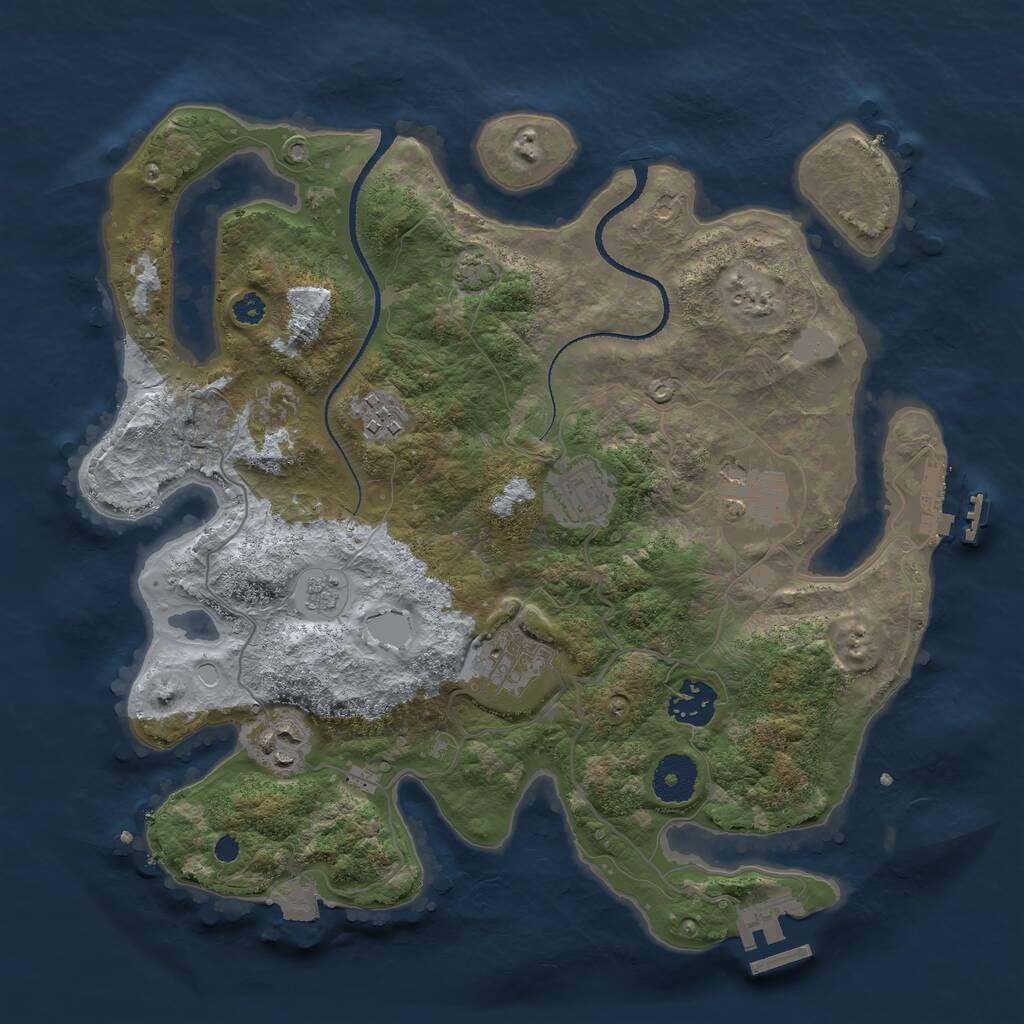 Rust Map: Procedural Map, Size: 3300, Seed: 1423566289, 11 Monuments