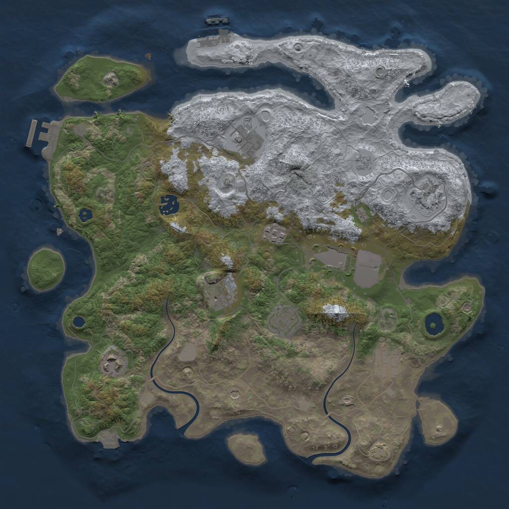 Rust Map: Procedural Map, Size: 3700, Seed: 1658472490, 15 Monuments